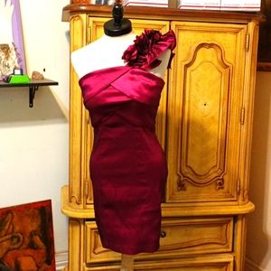 Womens Prom dress Datenight sz 7 SNAP Maroon floral solid color b43